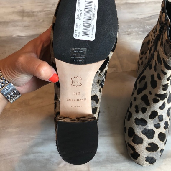 New Cole Haan Arden Grand Bootie 6.5 black white shoe boot calf hair animal - Picture 7 of 8